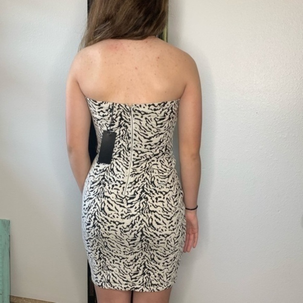 Dolce Vita strapless black white animal dress Med
